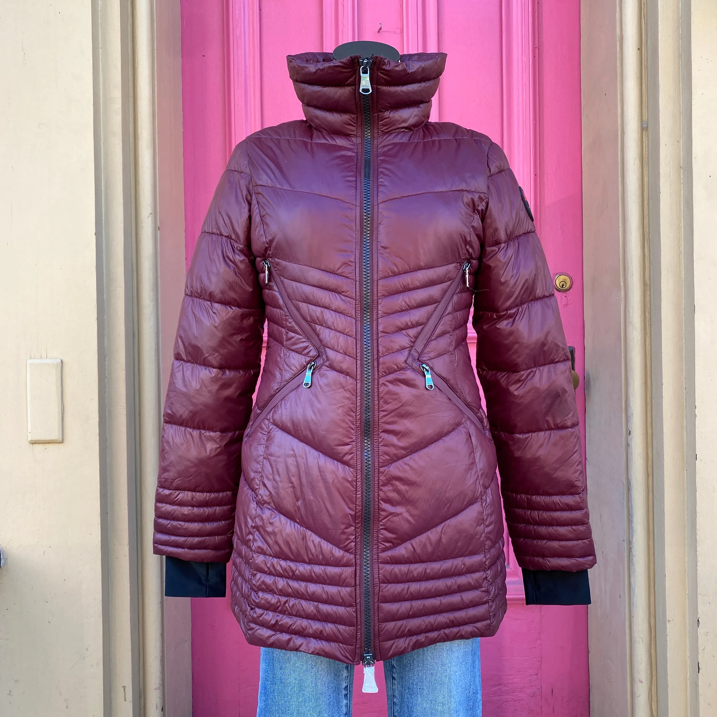 Pajar oxblood Braunwyn light packable puffer jacket size S NWT retail $599