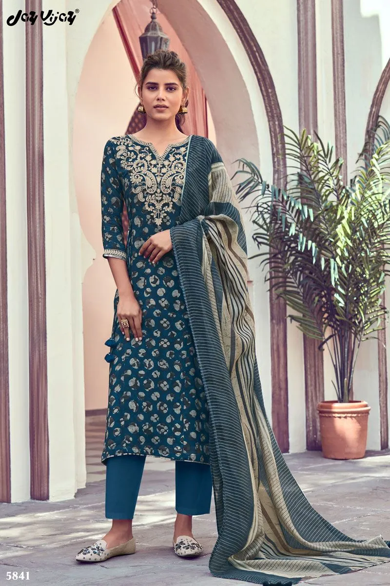 Party Wear Green Unstitched Silk salwar suit Material with Embroidery