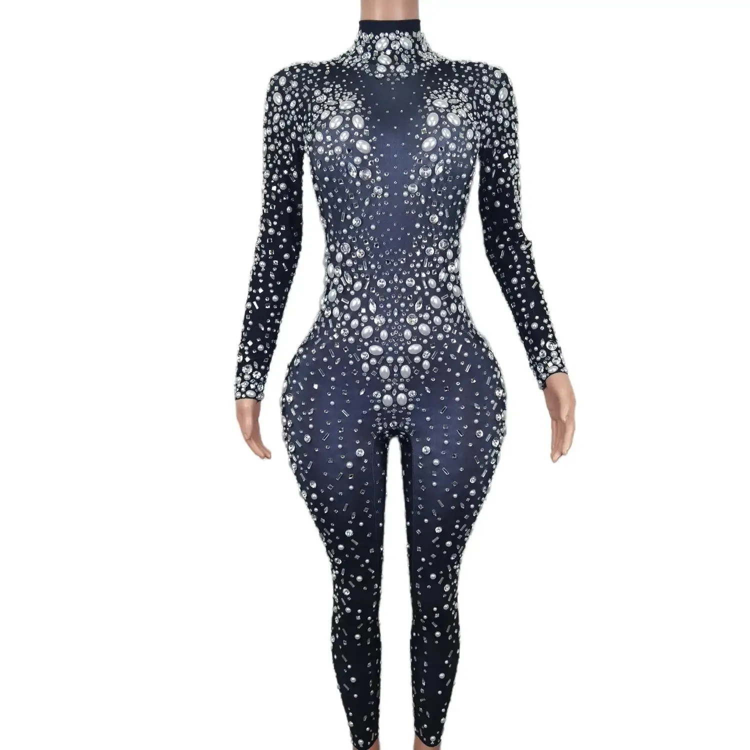 Pearls & Rhinestones Stretchy  Jumpsuit