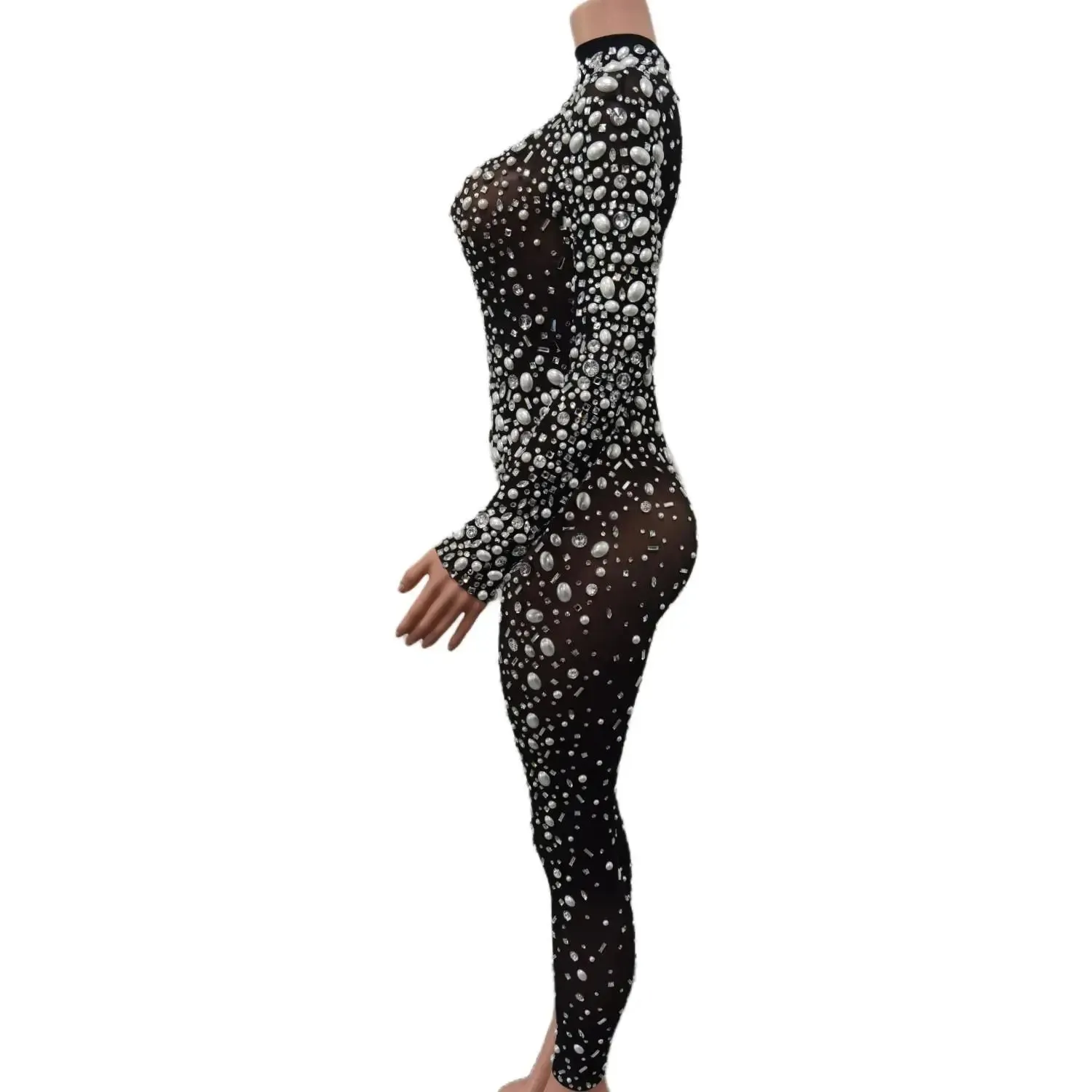 Pearls & Rhinestones Stretchy  Jumpsuit