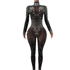 Pearls & Rhinestones Stretchy  Jumpsuit