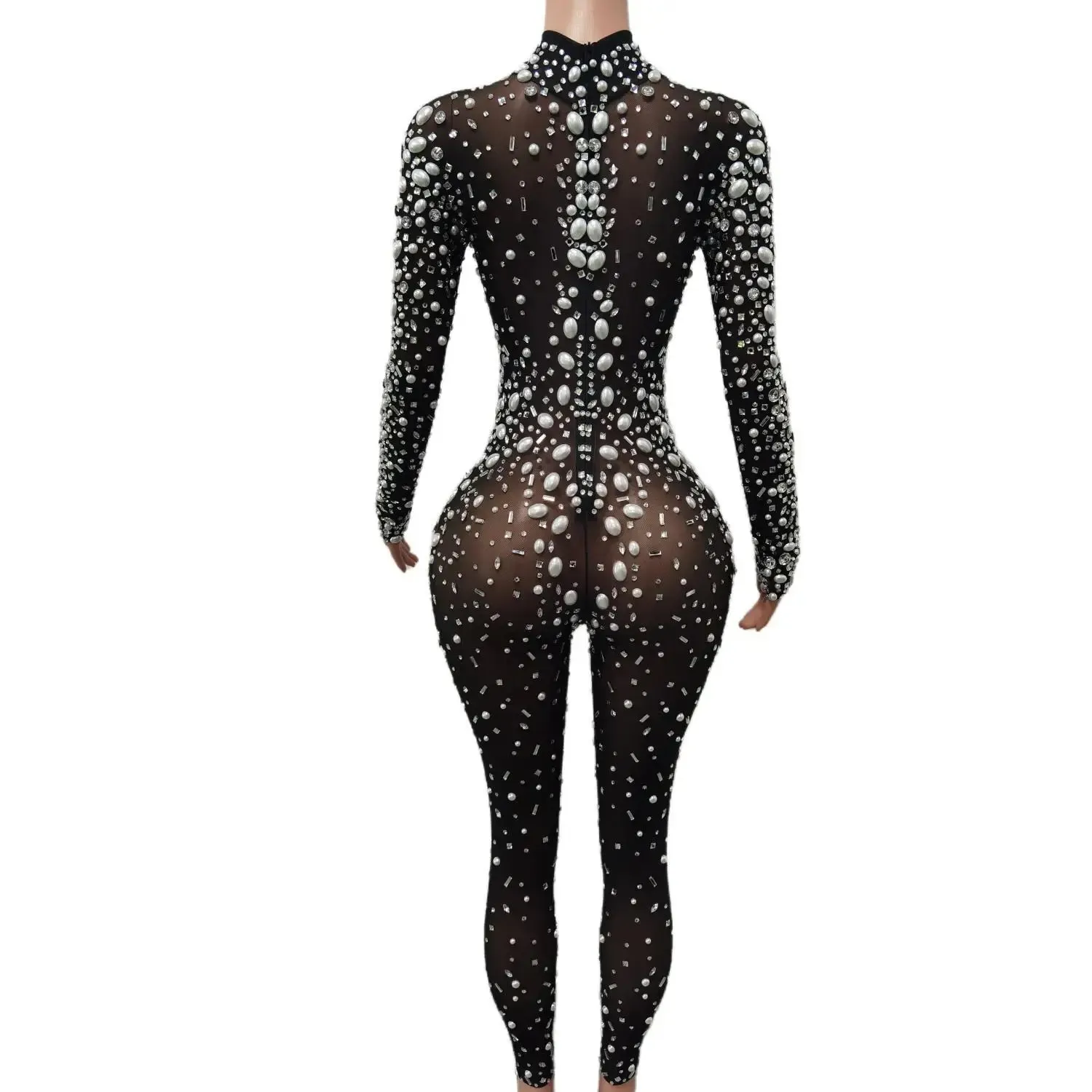 Pearls & Rhinestones Stretchy  Jumpsuit