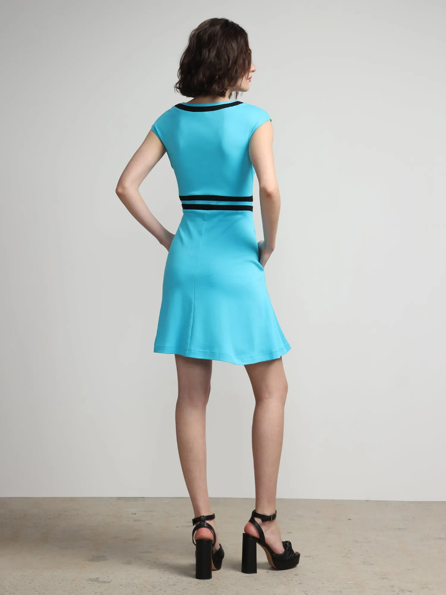 Petite Colorblock Accent Wrap Dress - City Knits