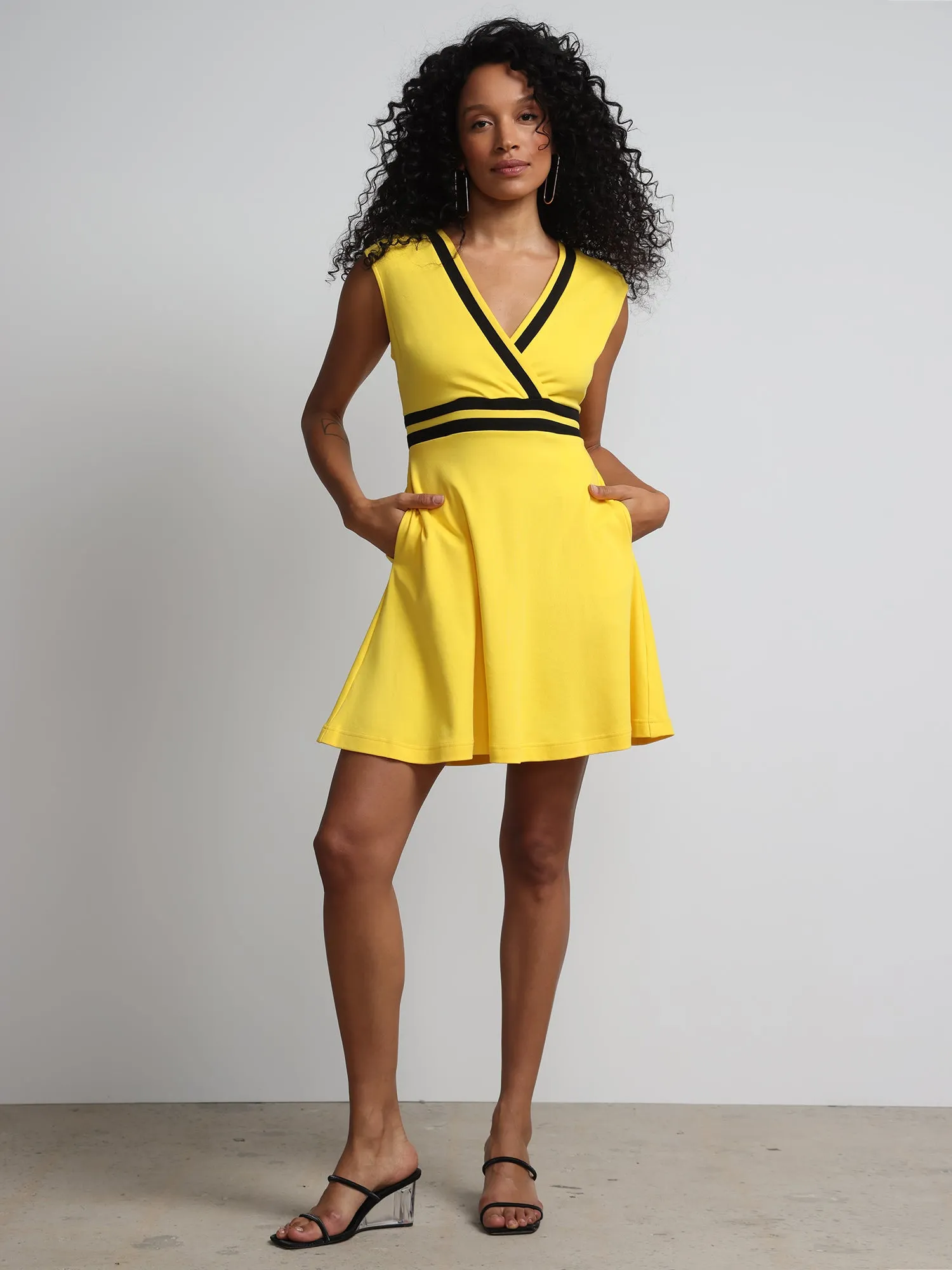 Petite Colorblock Accent Wrap Dress - City Knits