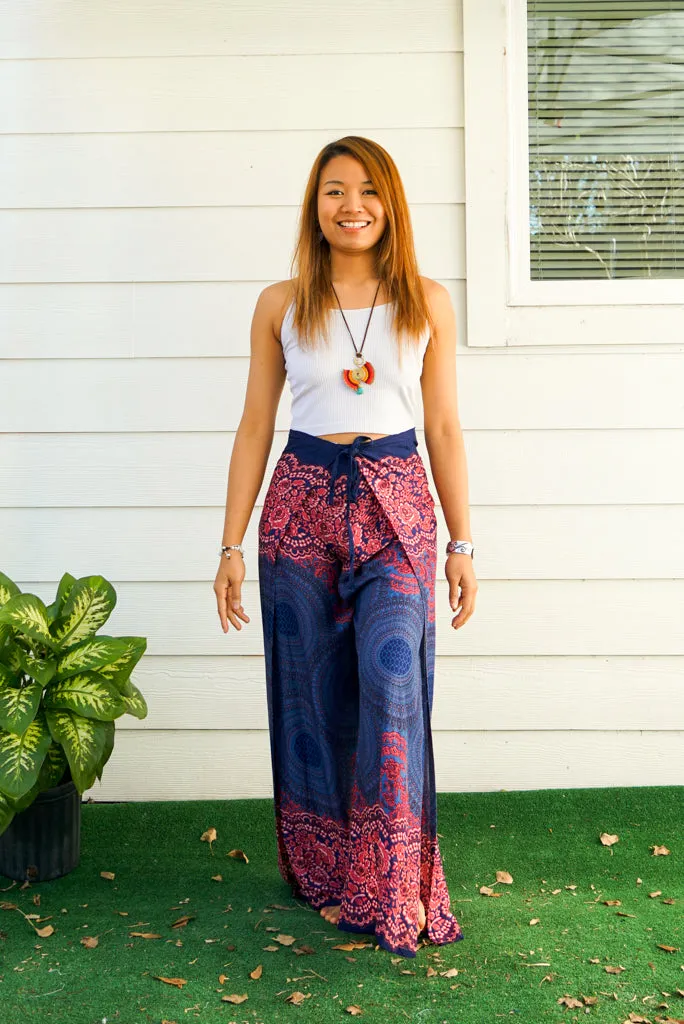 Plink Blue Mandala Palazzo Wrap Pants