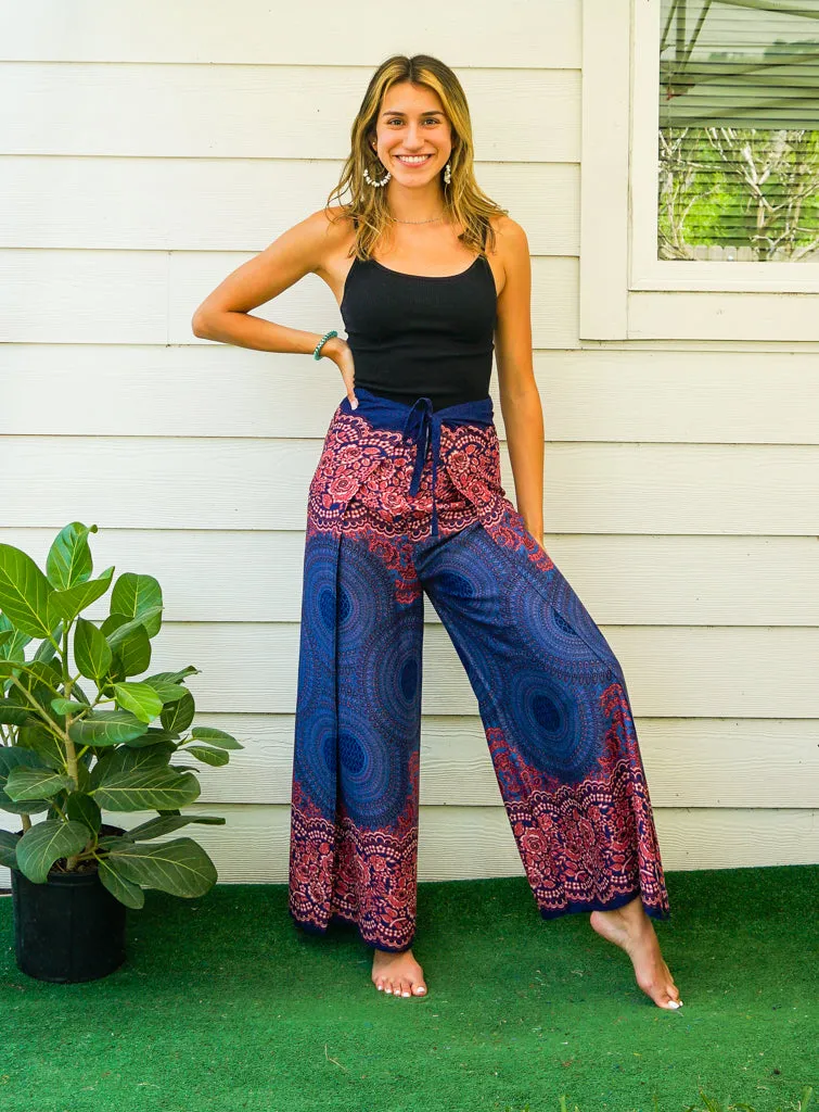 Plink Blue Mandala Palazzo Wrap Pants