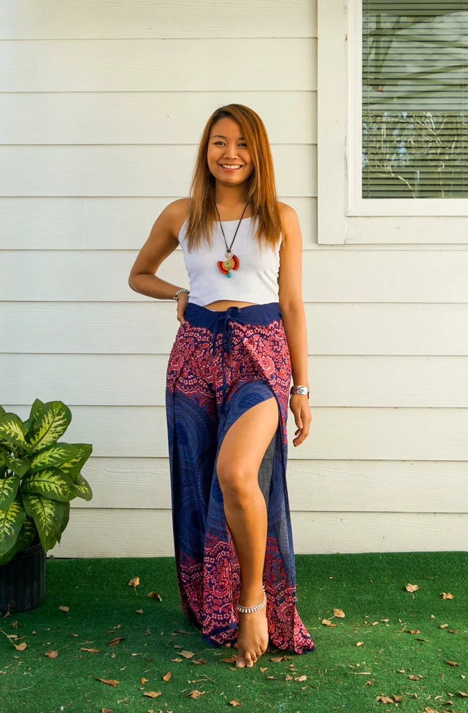 Plink Blue Mandala Palazzo Wrap Pants