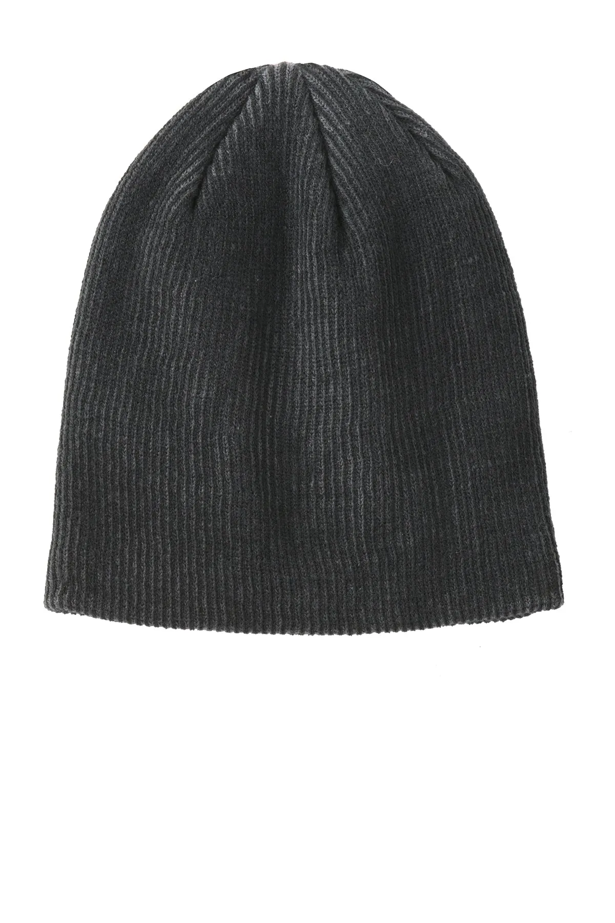 Port Authority Rib Knit Slouch Custom Beanies, Black/ Iron Grey