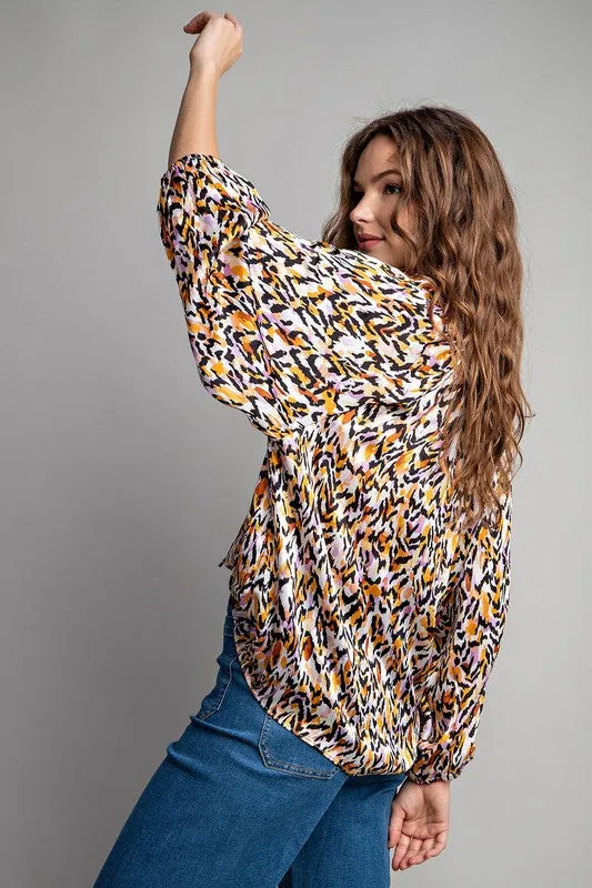 Printed Multicolor Long Sleeve Blouse