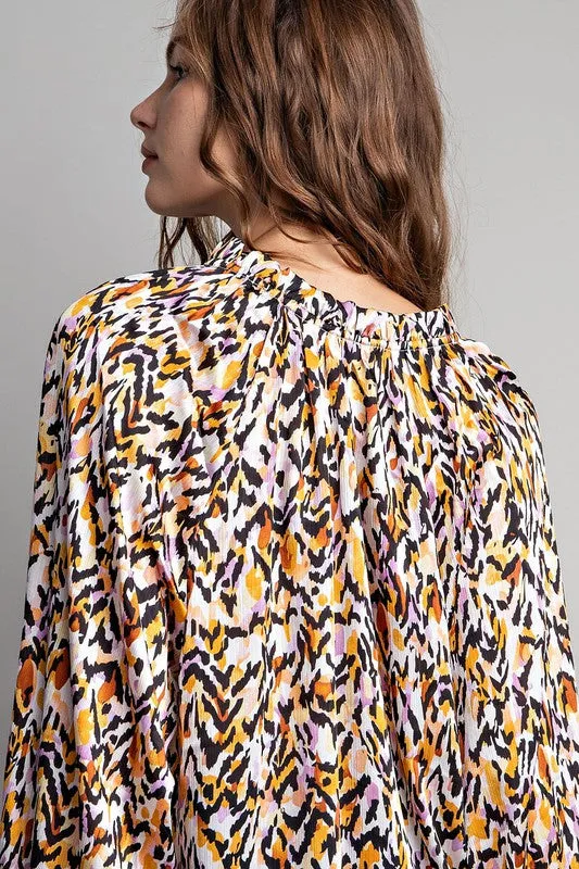 Printed Multicolor Long Sleeve Blouse