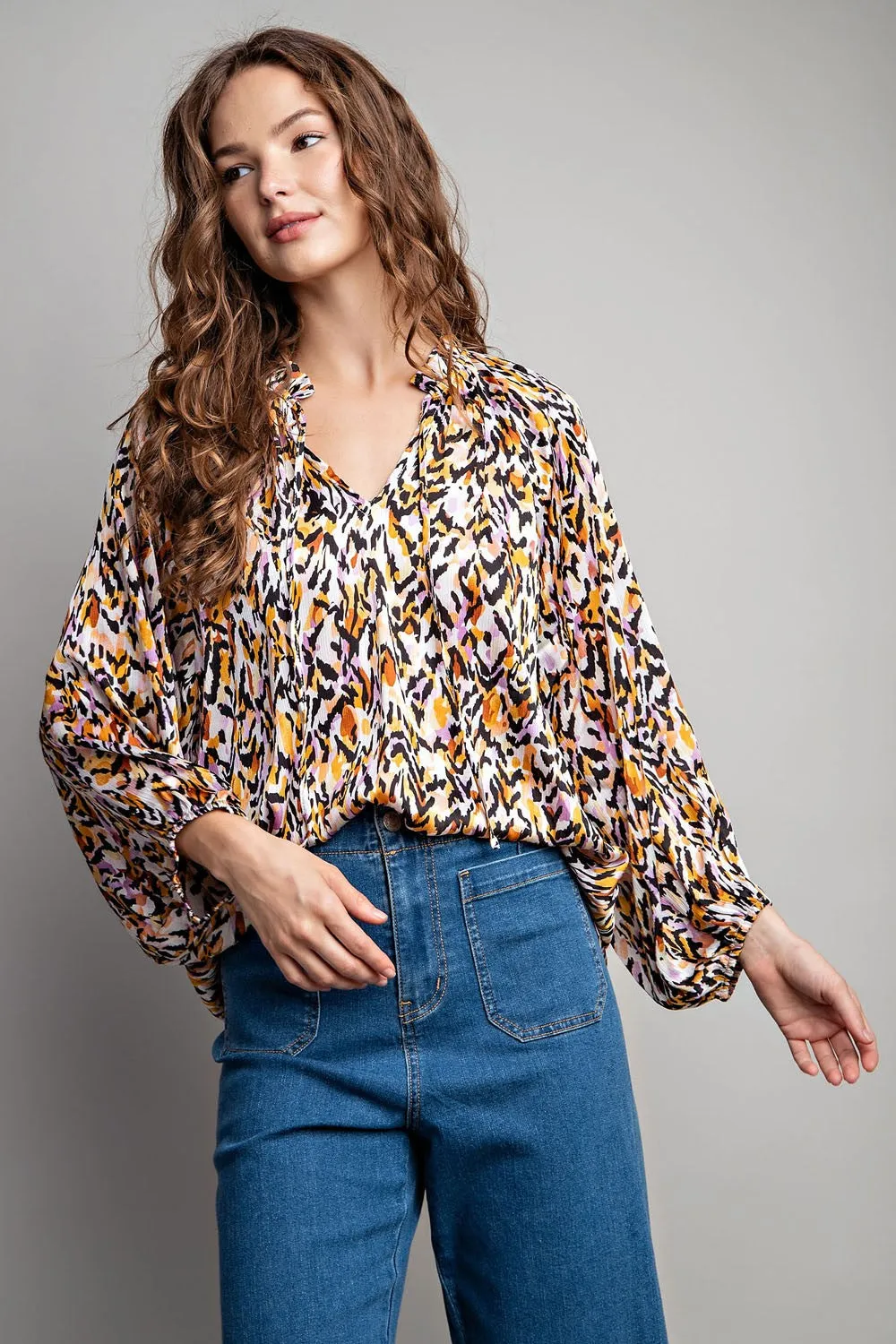 Printed Multicolor Long Sleeve Blouse