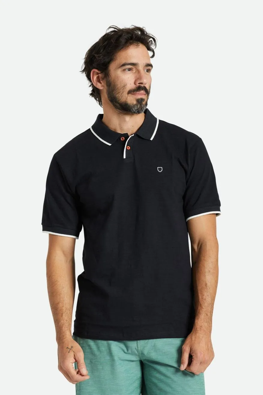 Proper Slub S/S Polo - Washed Black/Off White