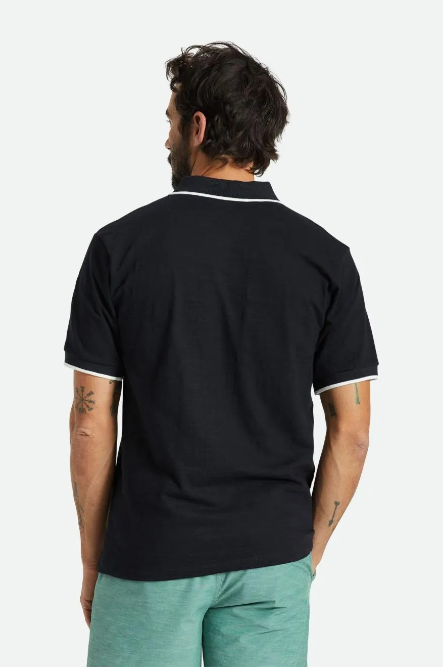 Proper Slub S/S Polo - Washed Black/Off White