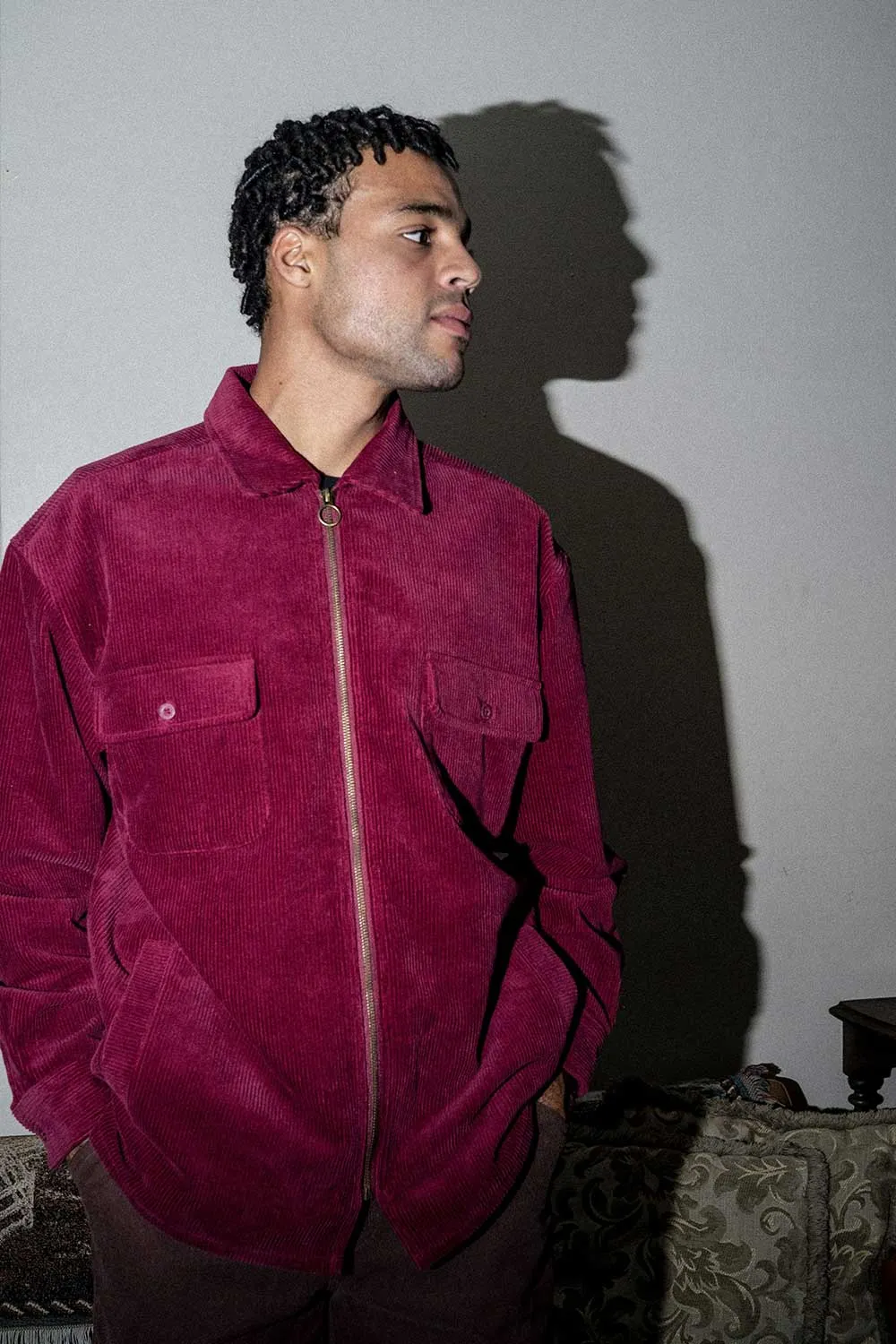 Quasi Corduroy Shirt Jacket - Burgundy