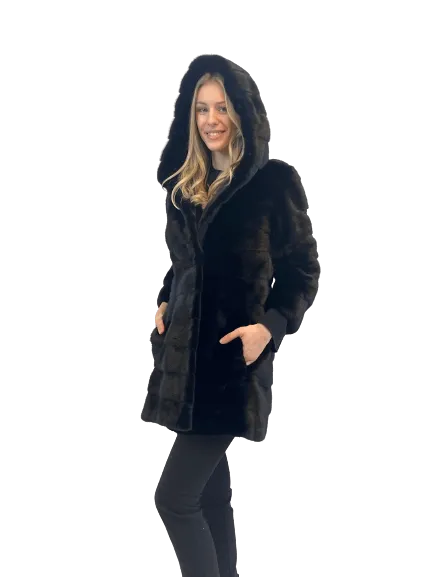 "VALENCIA" Mink Coat with Hood