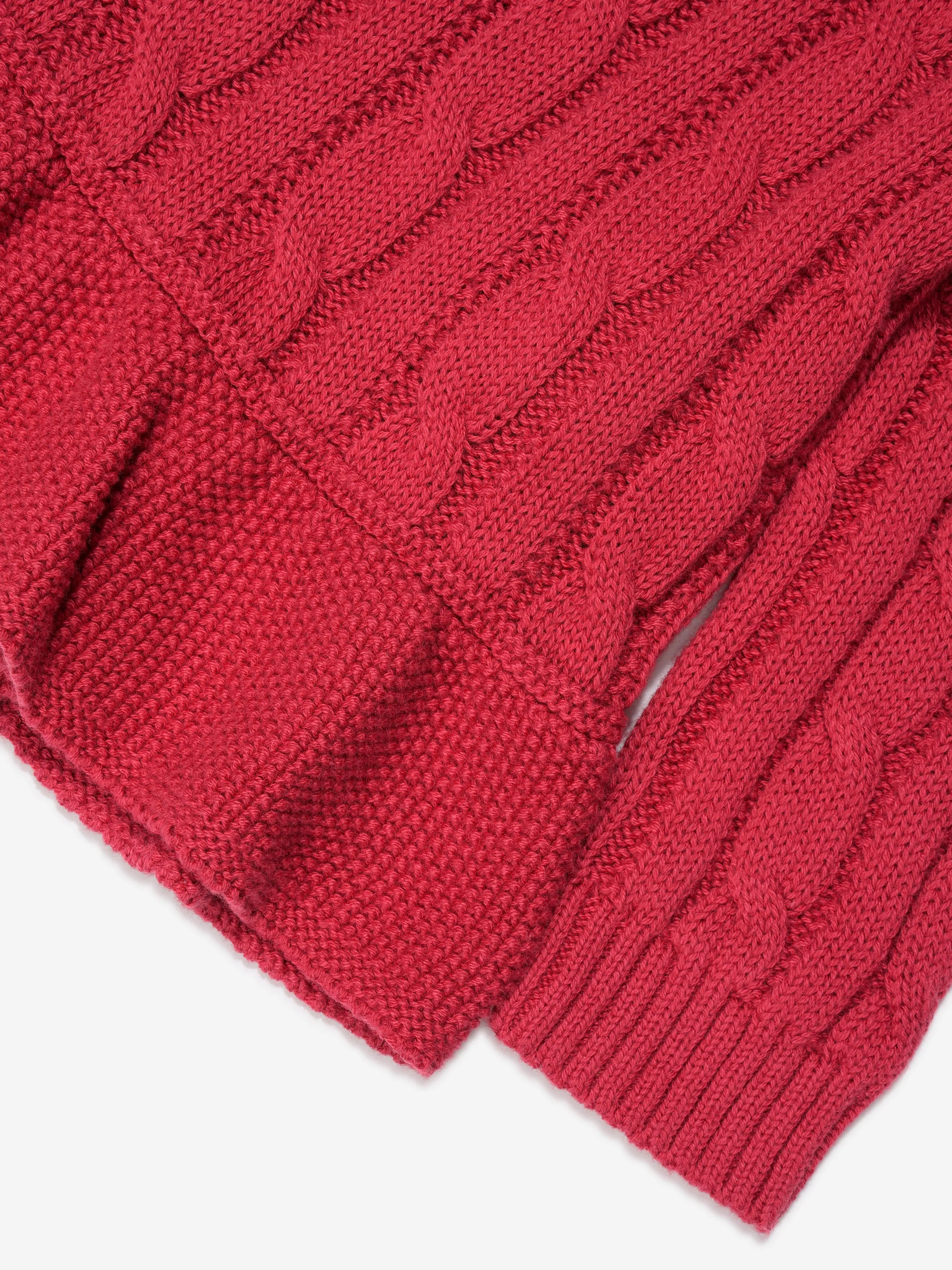 Ralph Lauren Baby Girls Cable Knit Peplum Jumper In Red