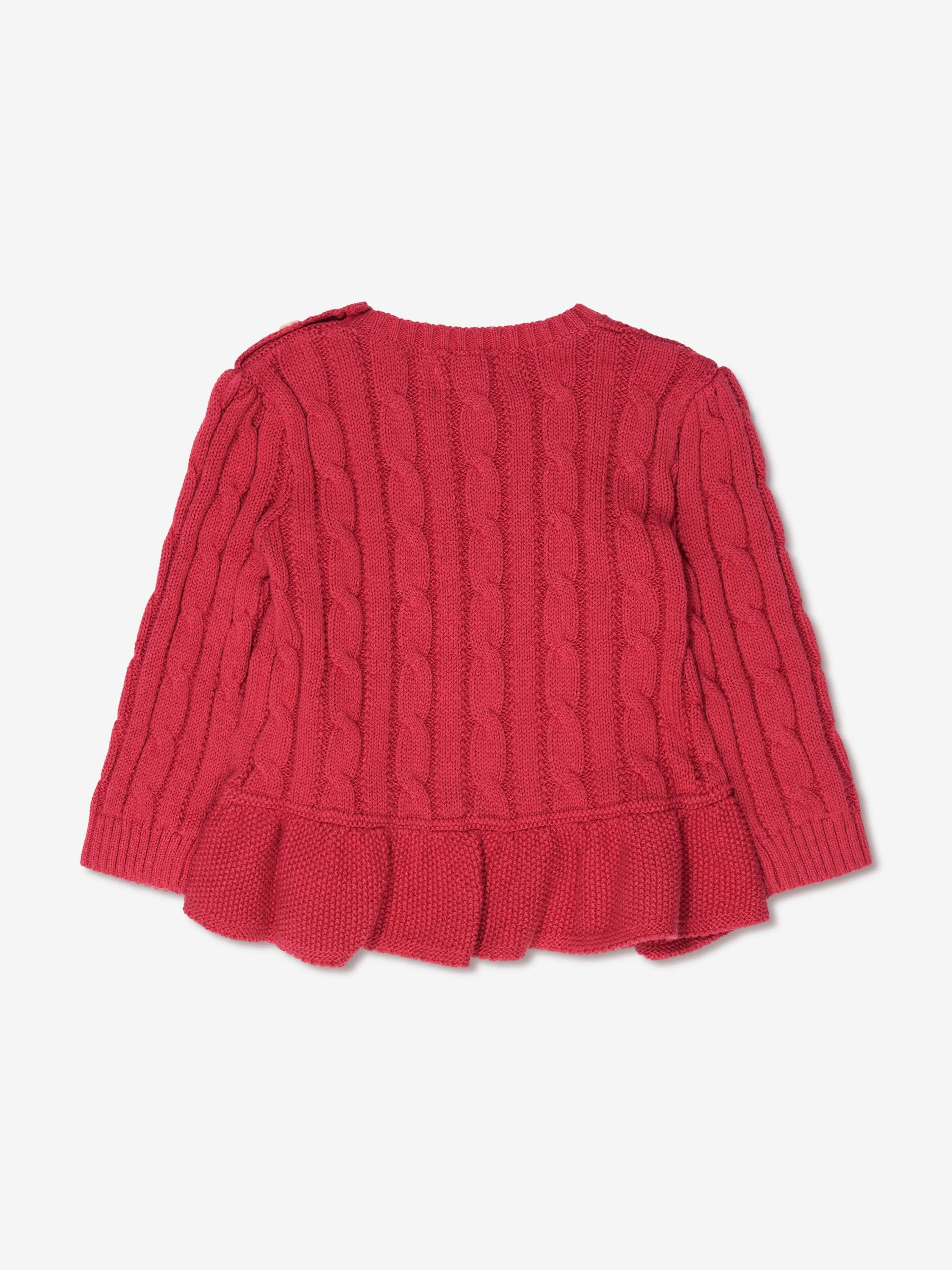 Ralph Lauren Baby Girls Cable Knit Peplum Jumper In Red