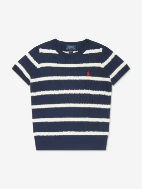 Ralph Lauren Girls Striped Jumper in Navy