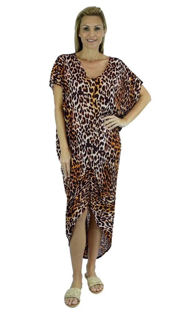 Rayon Kaftan Long Frilled Toga Leopard, More Colours