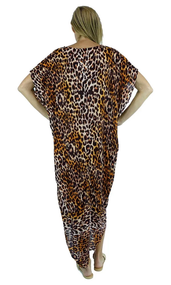 Rayon Kaftan Long Frilled Toga Leopard, More Colours