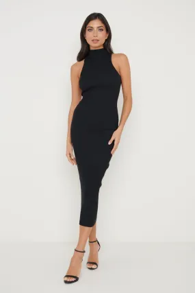 Reagan Sleeveless Grown On Neck Dress - Black