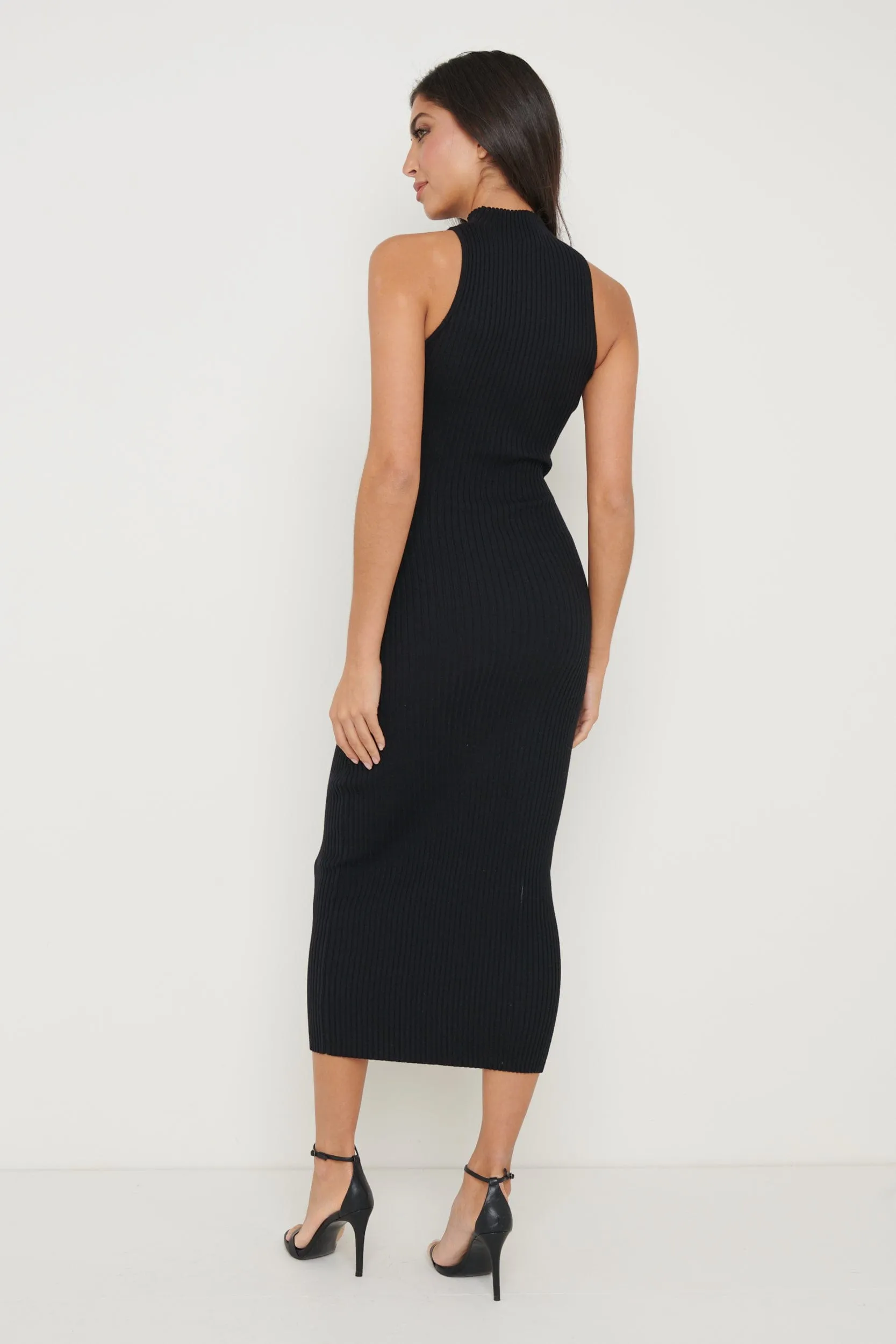 Reagan Sleeveless Grown On Neck Dress - Black