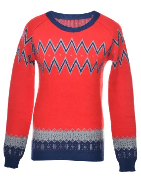 Red Nordic Jumper - S