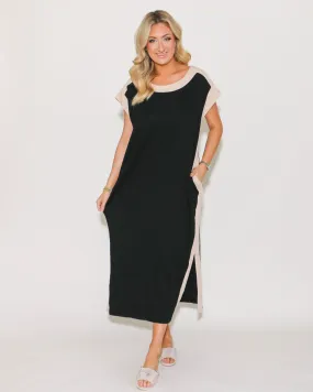 Ribbed Cap Sleeve Midi Dress