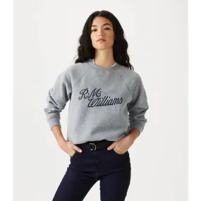 R.M.Williams Script Ladies Crew Neck Sweater - Grey/Blue