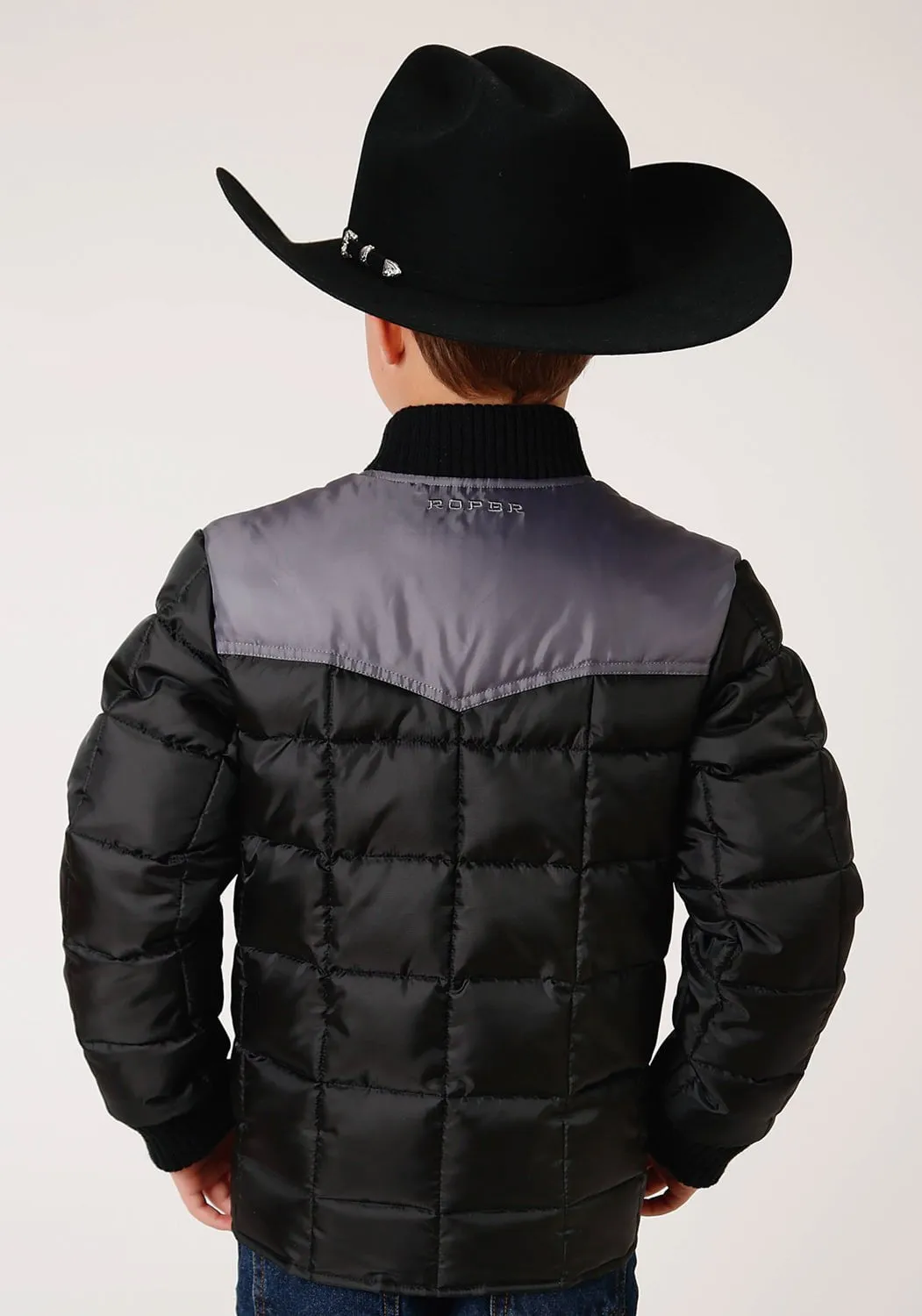 Roper Boys Black/Grey Polyester Insulated Western Jacket