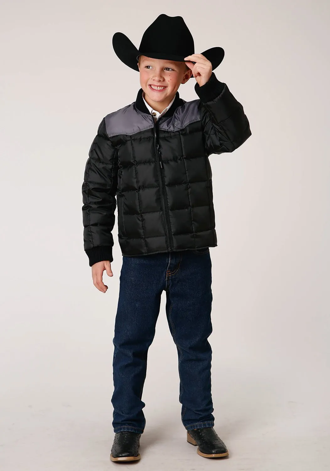 Roper Boys Black/Grey Polyester Insulated Western Jacket