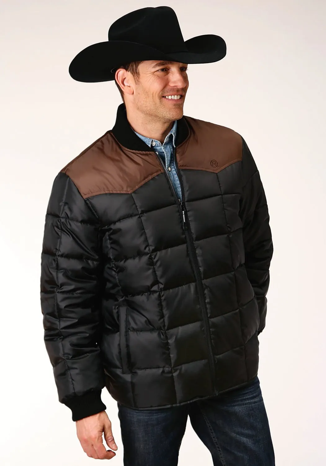 Roper Mens Black/Brown Polyester Insulated Jacket