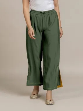 Saba x Rozaana | Pine Green Cotton Silk Pants