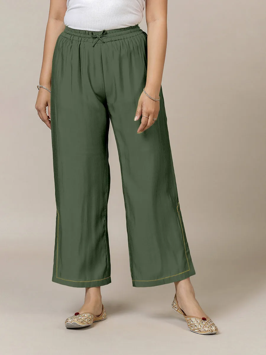 Saba x Rozaana | Pine Green Cotton Silk Pants