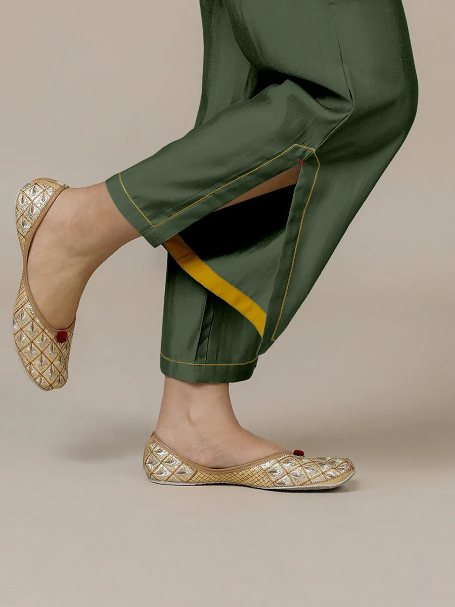 Saba x Rozaana | Pine Green Cotton Silk Pants