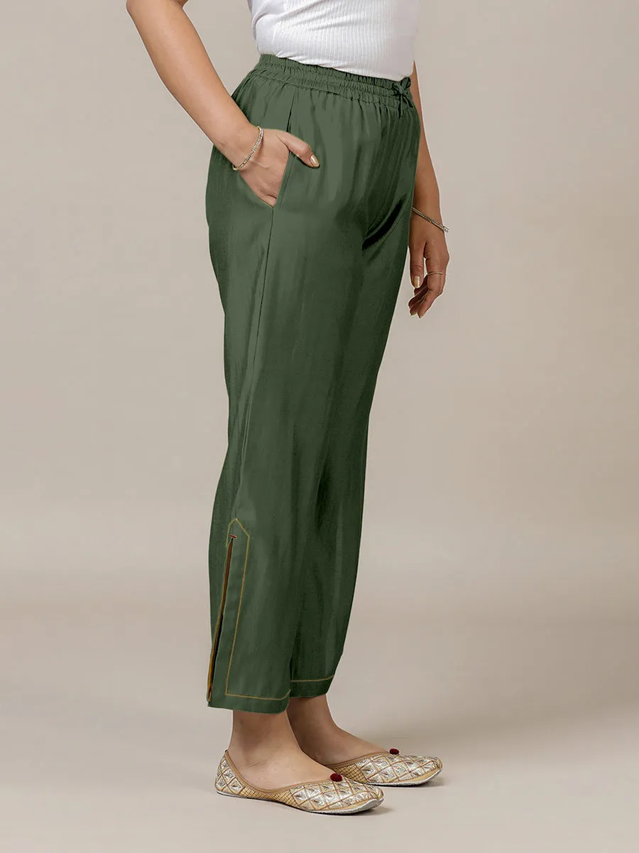 Saba x Rozaana | Pine Green Cotton Silk Pants