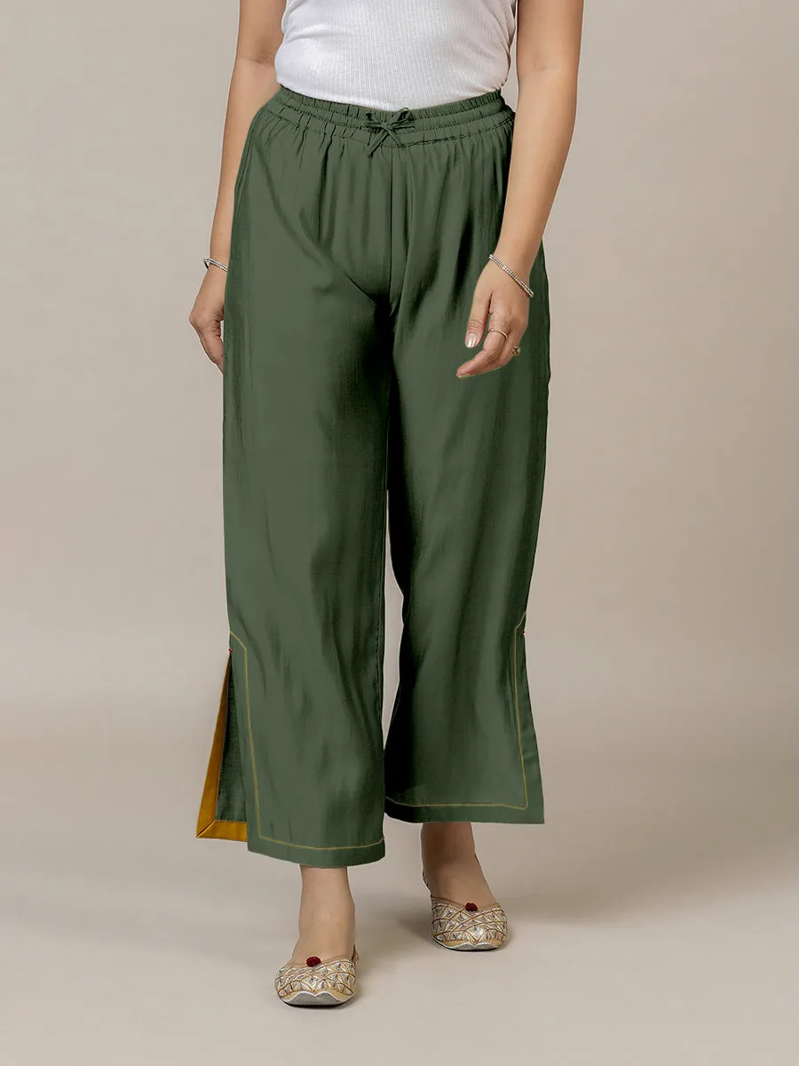 Saba x Rozaana | Pine Green Cotton Silk Pants