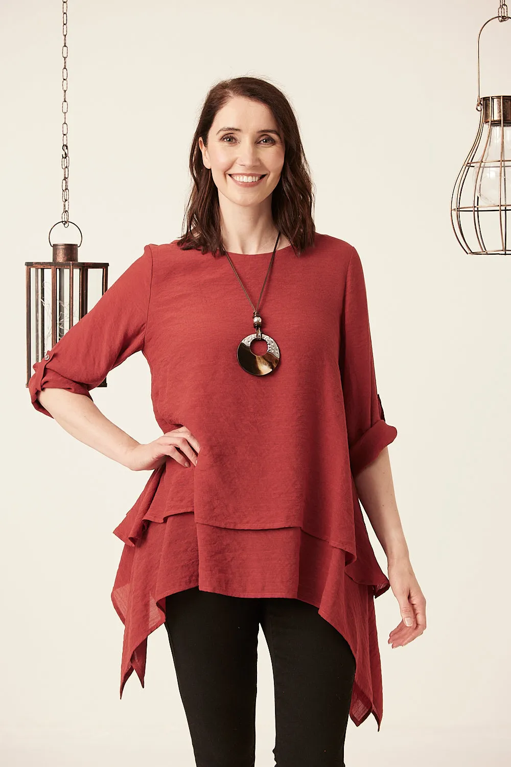 Saloos Plain Double Layer Top with Necklace