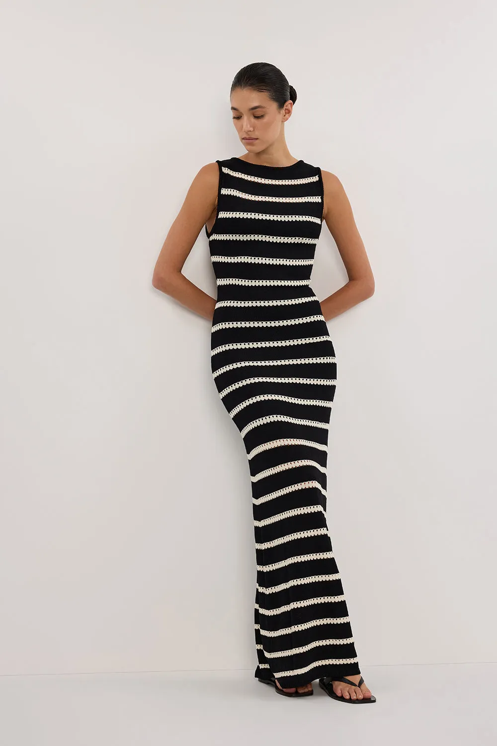 SAM STRIPE BOAT NECK MAXI DRESS