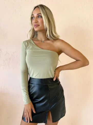 Sass Anna One Sleeve Sage Green Top