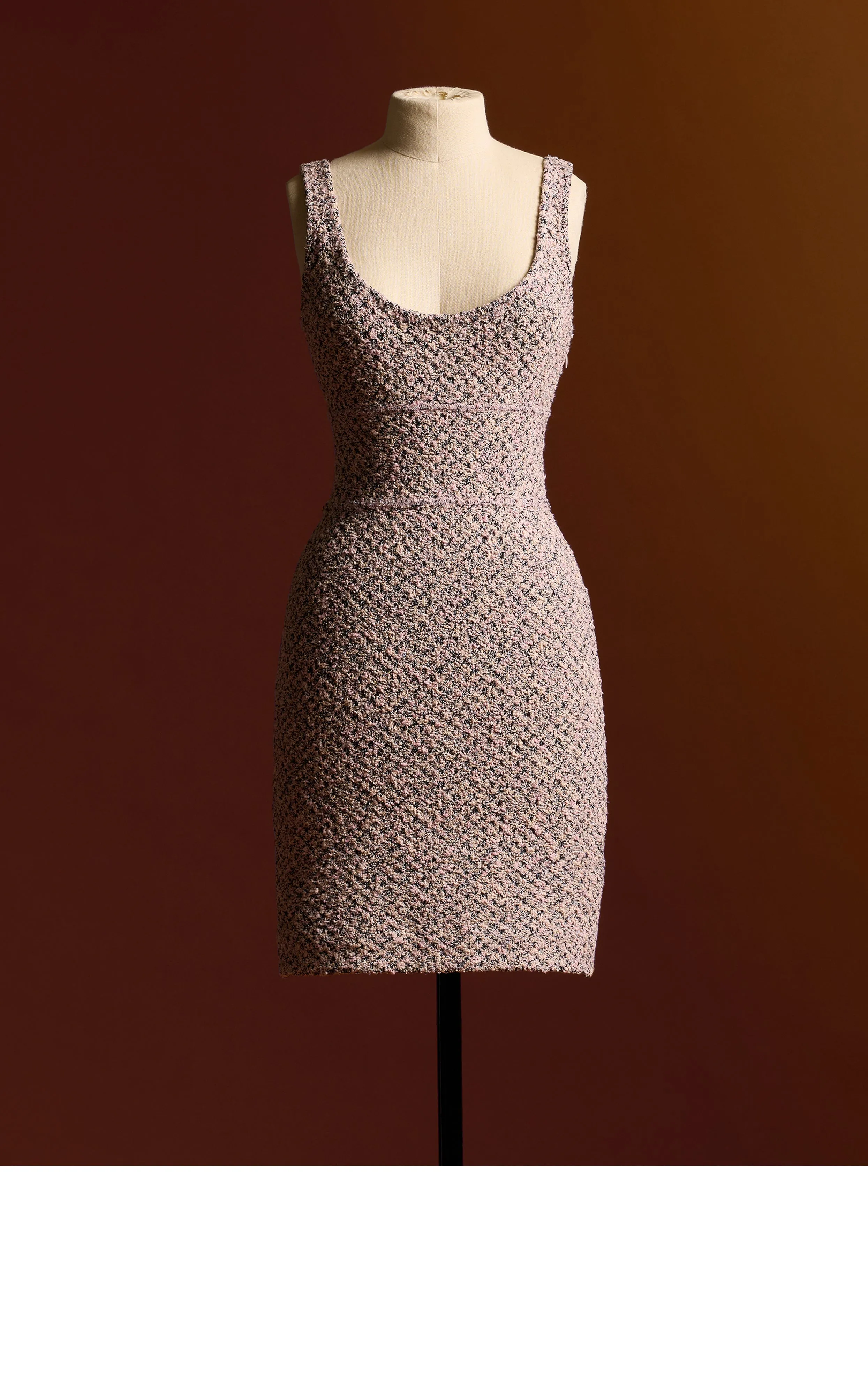 Scoop Neck Tweed Mini Dress