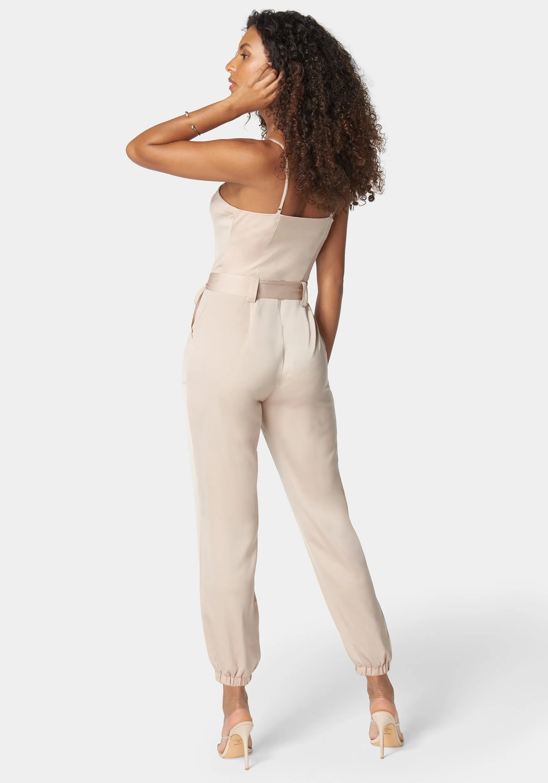 Self Tie Bustier Jogger Jumpsuit