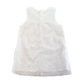 Sequin Floral Mesh Dress White