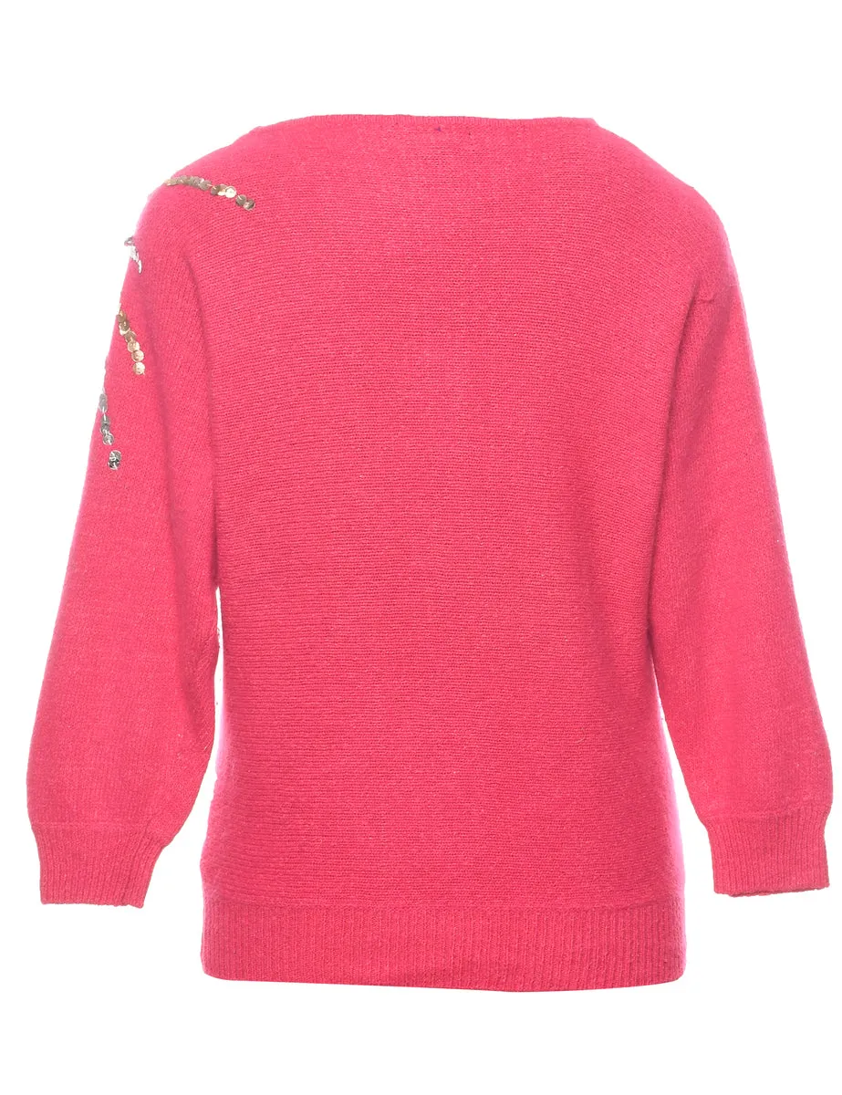 Sequined Pink Jumper - M