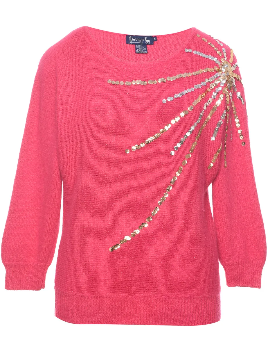 Sequined Pink Jumper - M