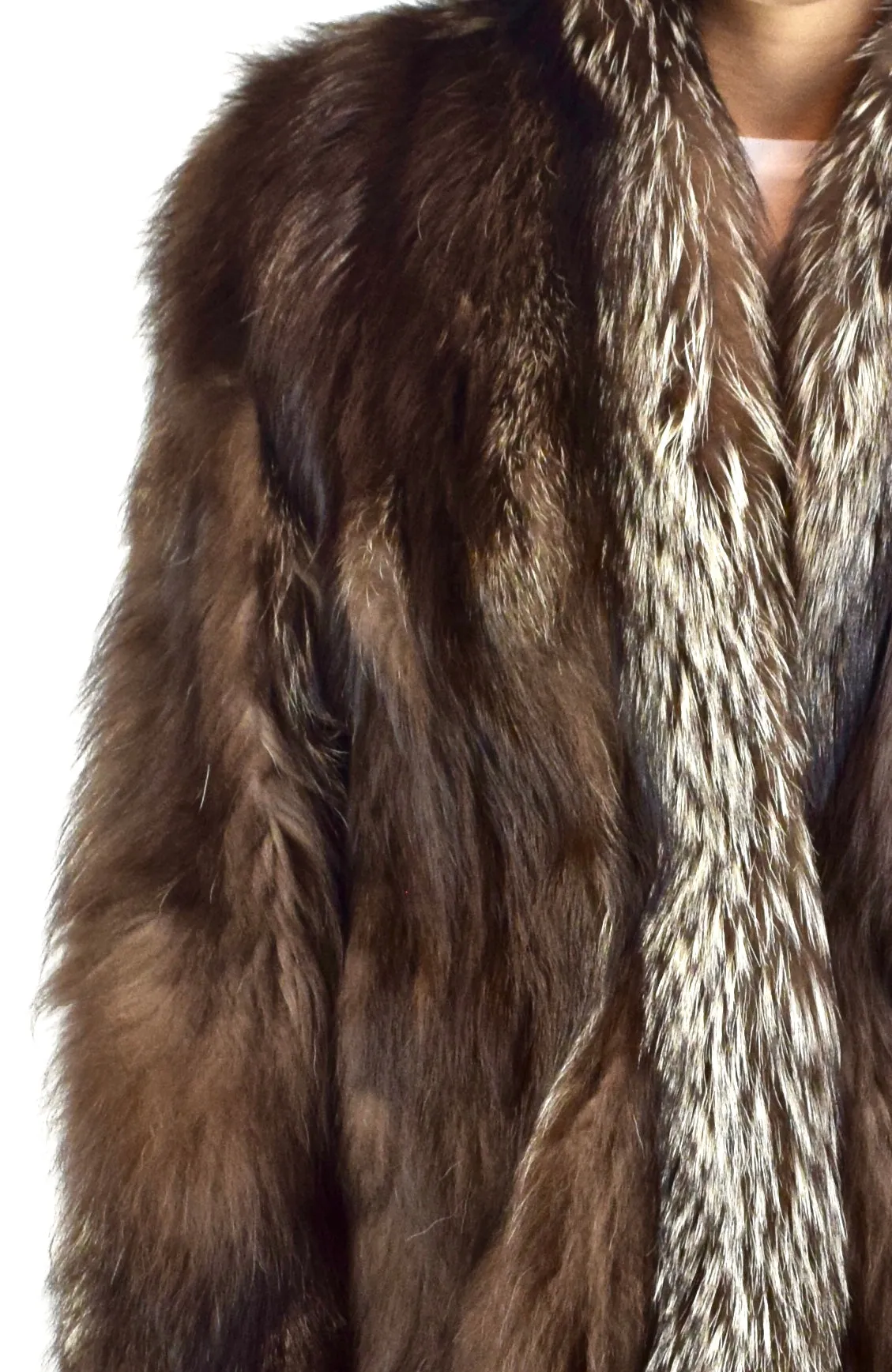 Silver Fox & Brown Fox fur Coat