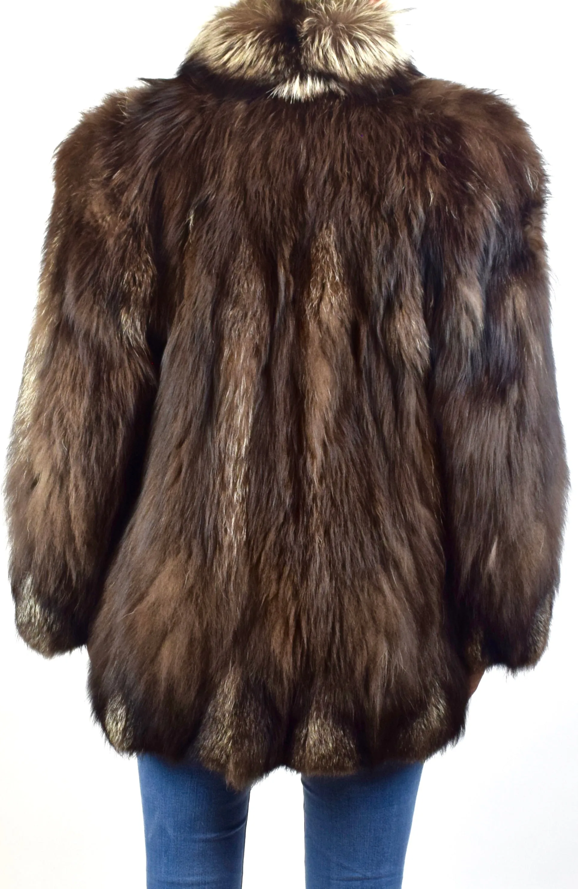 Silver Fox & Brown Fox fur Coat