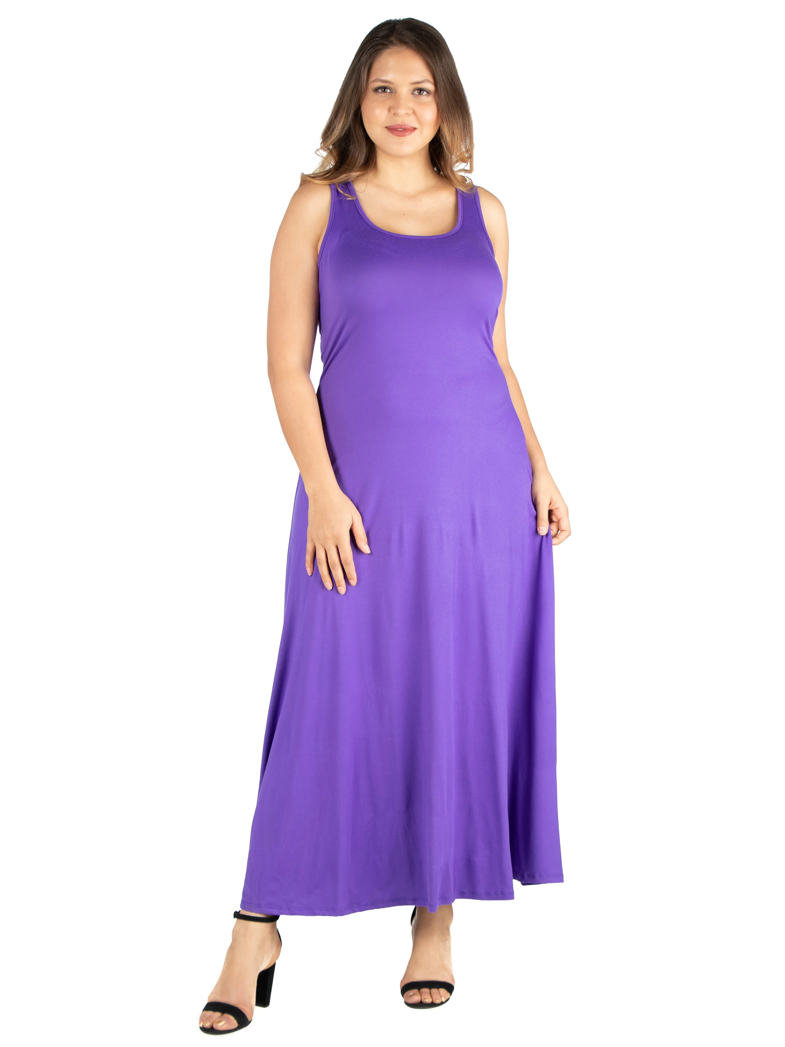 Simple A Line Plus Size  Tank Maxi Dress