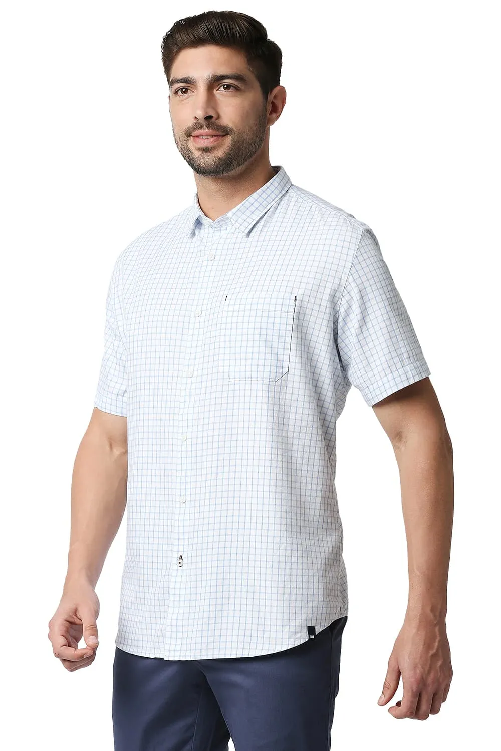 Slim Fit Grindle Checks Halfsleeves Shirt