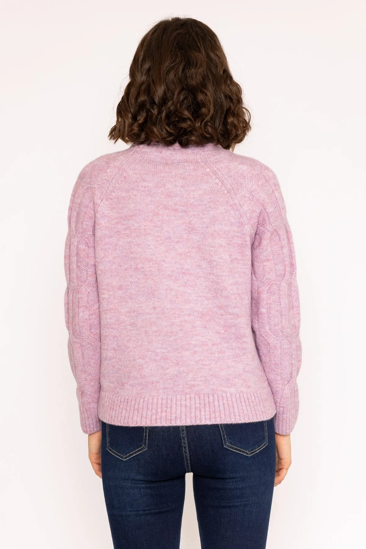 Slouchy Roll Neck Knit Jumper in Lilac